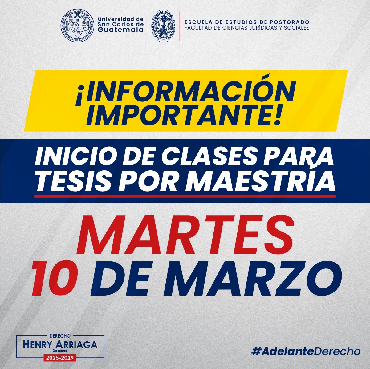 Inicio de clases Tesis por Maestría