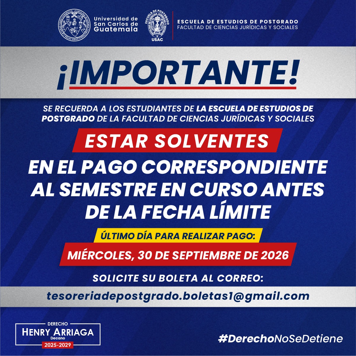 30 de septiembre ultimo día para pago de semestre